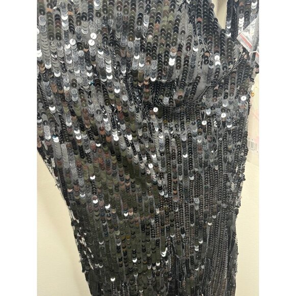 Mac Duggal Black Fully Sequined One Shoulder Prom Evening Gown Formal Size 4 NEW - Picture 3 of 8
